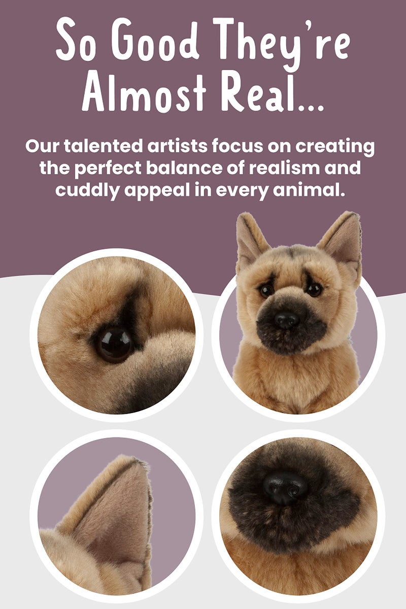 Keycraft Living Nature German Shepherd Stuffed Animal | Fluffy Dog Animal | Soft Toy for Kids | 8 inches - Image 3