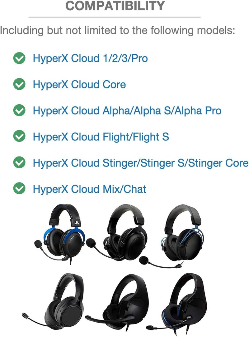 Voarmaks غطاء وسادة العصابة المتوافق مع سماعات HyperX Cloud 1/2/3/Pro/Core/Alpha/Alpha S/Alpha Pro/Flight/Flight S/Stinger/Stinger S/Stinger Core/Mix، CloudX/Stinger/Stinger Core/Flight/Chat Headset - Image 2