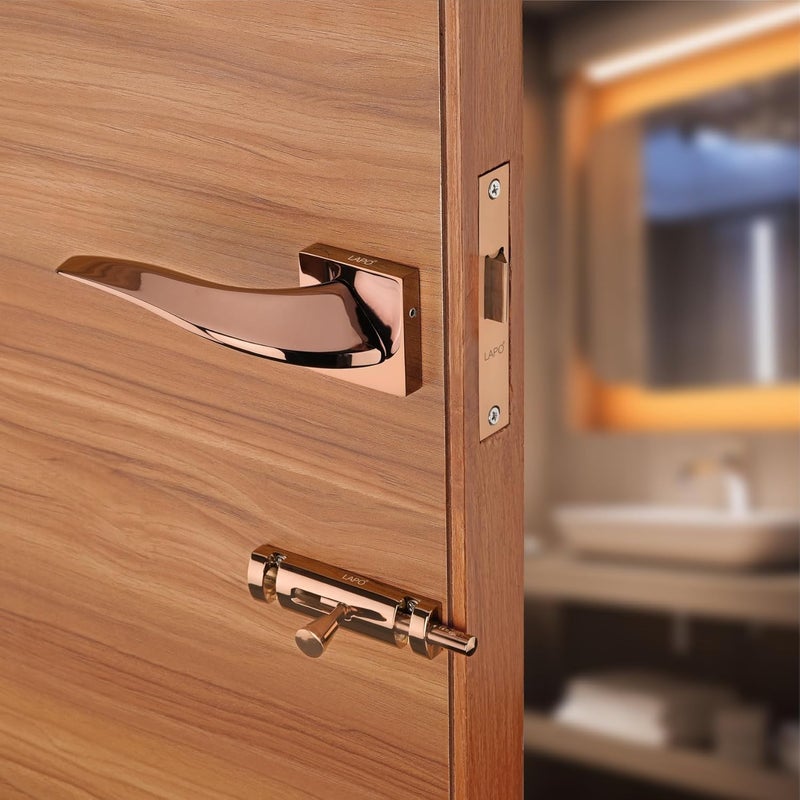 LAPO Premium Door Lock Set for Bathroom Mortise Door Lock Handlesets for Balcony Keyless Lock Handlesets for Storeroom PVD Rose Gold Finish 3 Years Warranty Ro139 - Image 1