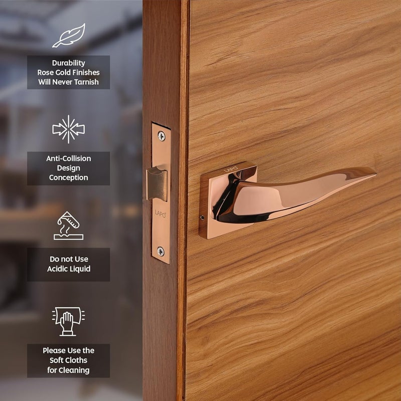 LAPO Premium Door Lock Set for Bathroom Mortise Door Lock Handlesets for Balcony Keyless Lock Handlesets for Storeroom PVD Rose Gold Finish 3 Years Warranty Ro139 - Image 5