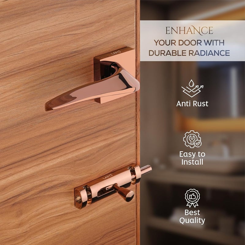 LAPO Premium Door Lock Set for Bathroom Mortise Door Lock Handlesets for Balcony Keyless Lock Handlesets for Storeroom PVD Rose Gold Finish 3 Years Warranty Ro139 - Image 4