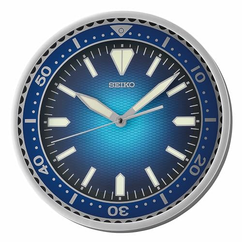 Seiko 12 Inch Heritage Design Watch Dial Wall Clock, Metallic Blue - Image 1