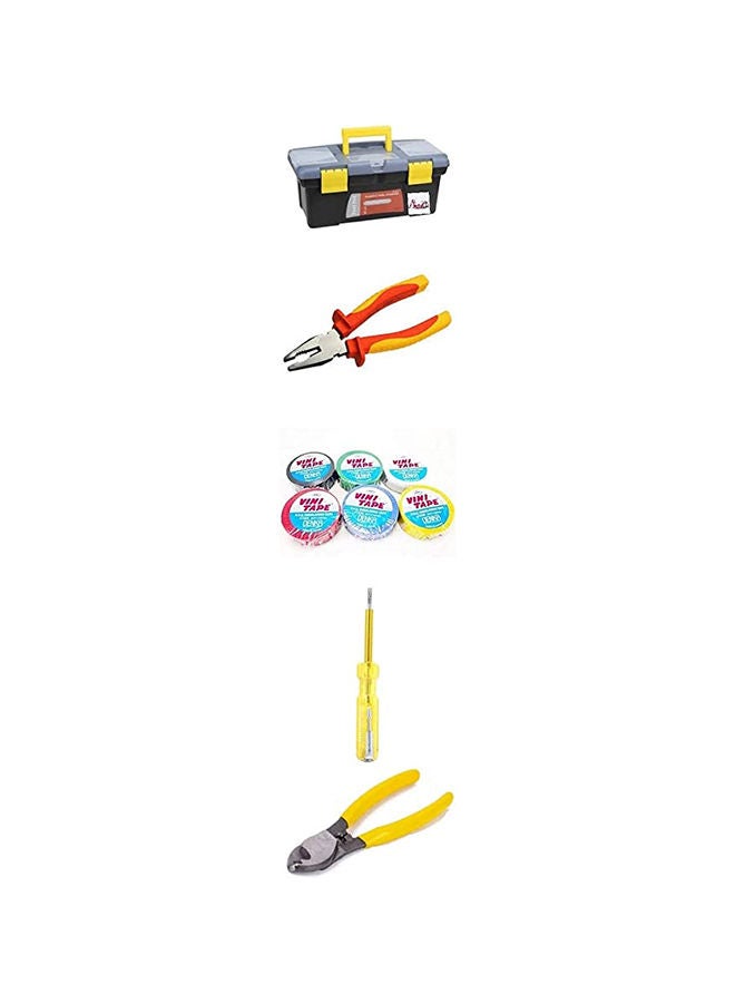 ABBASALI ELECTRICAL SOLUTION KIT INCLUDES SMALL PVC TOOL BOX,ELECTRIC TESTER,6" CABLE CUTTER,6 PCS INSULATION TAPE & COMBINATION PLIER .75% OFF