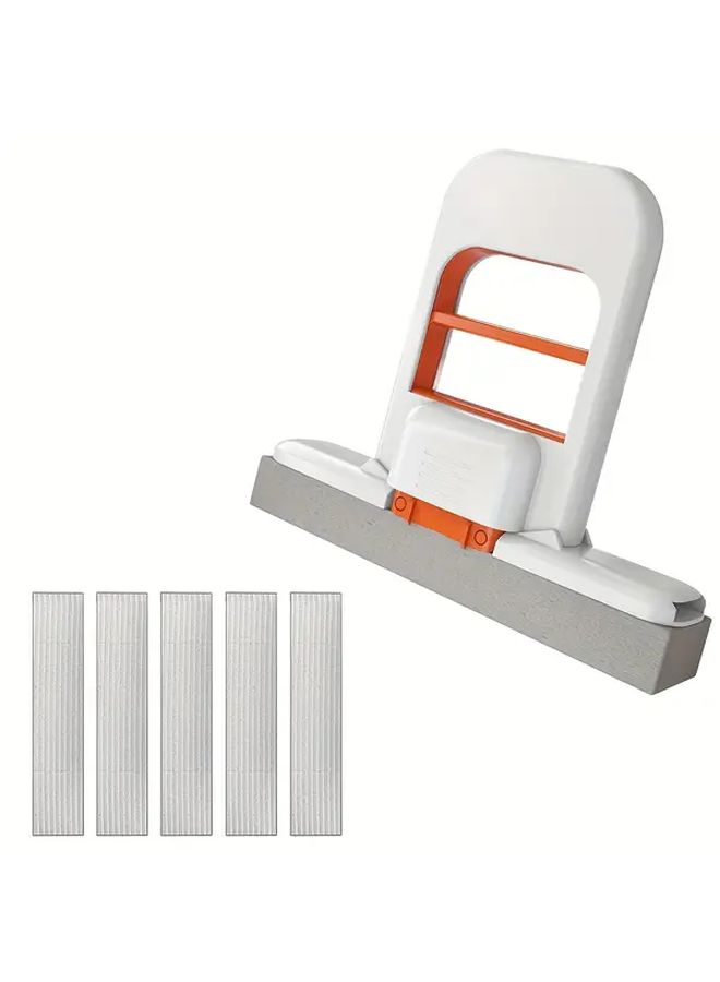Mini Mop Set With 6 Replacement Heads Self Wringing Foldable For Wet And Dry Cleaning - Image 1