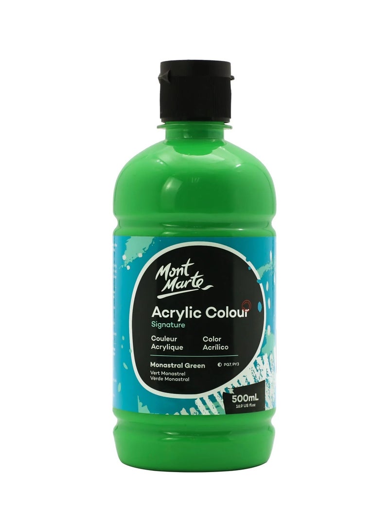 Mont Marte Signature Acrylic Colour 500ml Content Monastral Green - Image 1