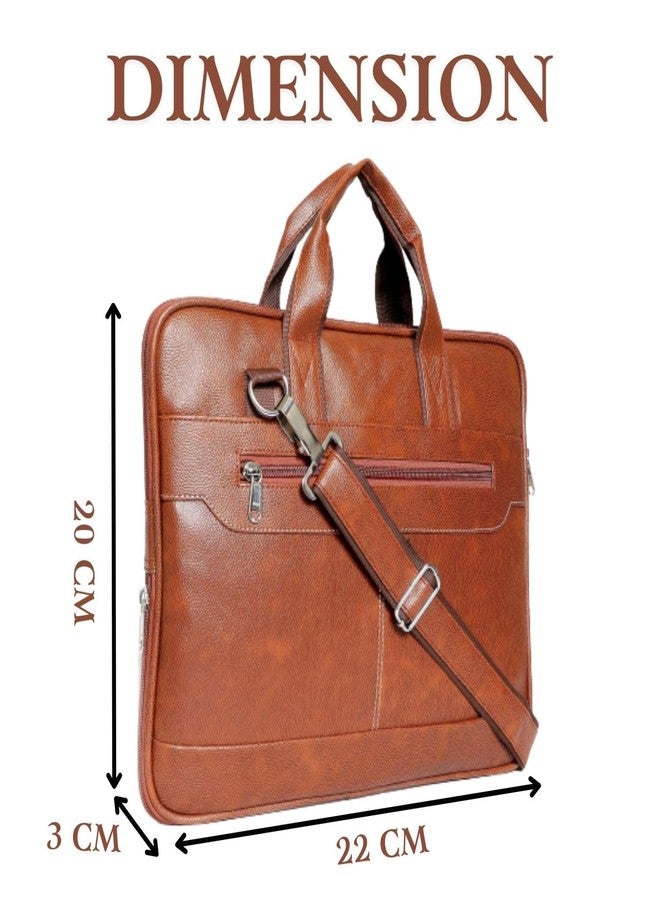 TRUE INDIAN Laptop Bag for Men - Genuine Leather Office Bag, Tan Color - Fits 14/15.6/16 Inch Laptop/MacBook - Expandable, Water Resistant - Shoulder Bag with Trolley Strap - 1 Year Warranty - Image 2