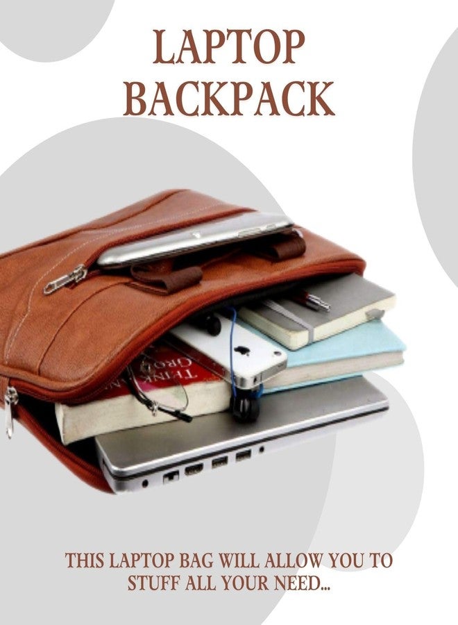 TRUE INDIAN Laptop Bag for Men - Genuine Leather Office Bag, Tan Color - Fits 14/15.6/16 Inch Laptop/MacBook - Expandable, Water Resistant - Shoulder Bag with Trolley Strap - 1 Year Warranty - Image 3