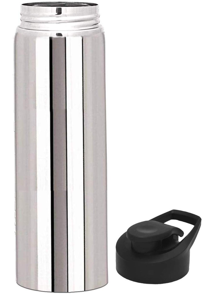 Kuber Industries - Kuber Industries Stainless Steel 3 Pieces Sport Water Bottle Set with Straw Flip Cap 1 LTR (Silver) -CTKTC21642 - Image 1