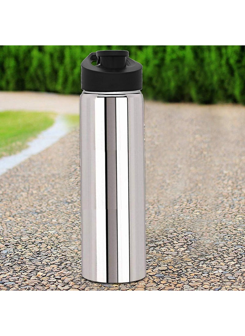 Kuber Industries - Kuber Industries Stainless Steel 3 Pieces Sport Water Bottle Set with Straw Flip Cap 1 LTR (Silver) -CTKTC21642 - Image 1