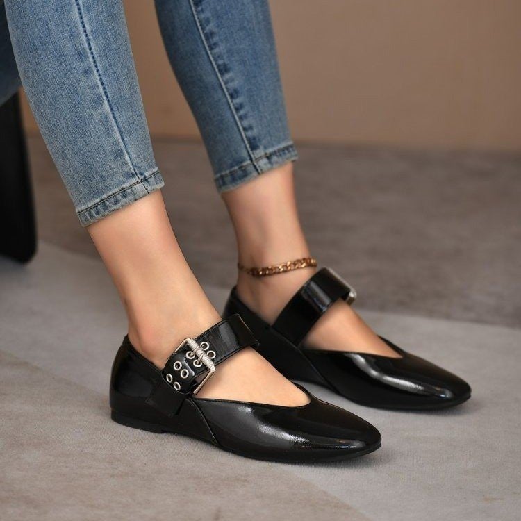 Spring 2025 Shallow Buckle Ballet Wind Rivet Decoration With Plus Size Fashion Joker Shoes A Generation Of Hair - Image 4