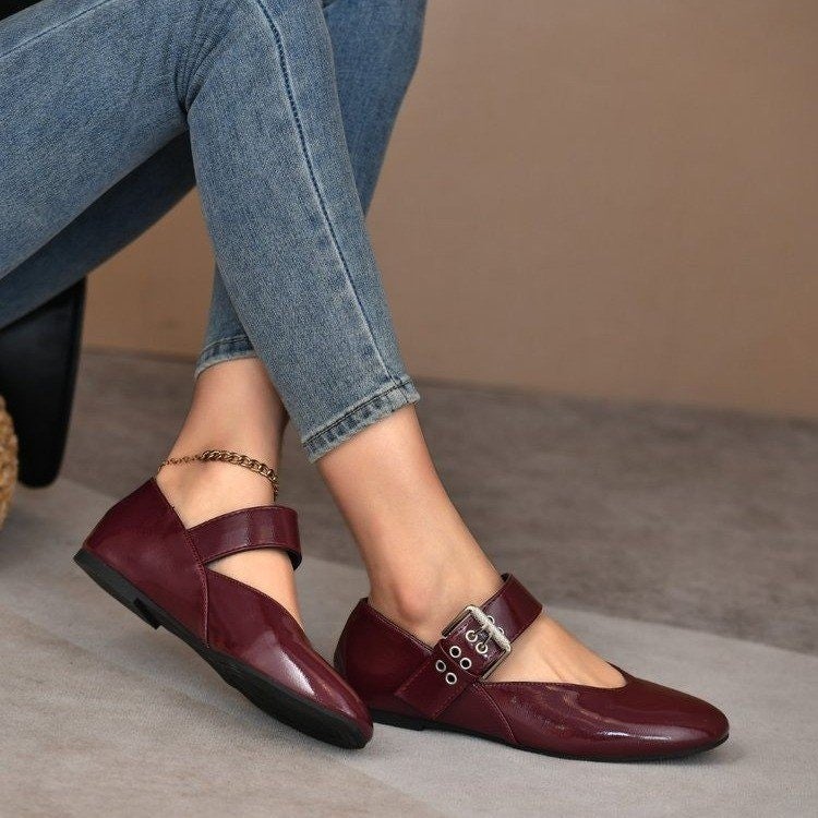 Spring 2025 Shallow Buckle Ballet Wind Rivet Decoration With Plus Size Fashion Joker Shoes A Generation Of Hair - Image 1