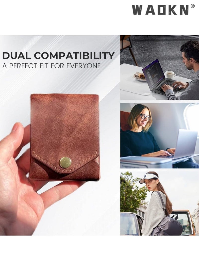 WAOKN Vintage PU Leather Anti RFID Skimming Wallet ，Minimalist Pocket Change Purse for Men & Women, Anti-Cut Slim Snap Closure Short Wallet with Multi Card Slots & Cash Pocket, Unisex Retro Expandable Wallet for Daily Business, With Pen Slots，for Men Women Business Daily Sports Hiking Backpacking Shopping Travel - Image 4