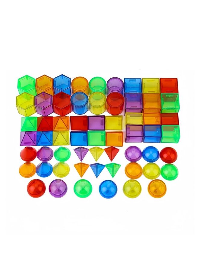 60pcs Teaching 3D Shapes - Geometric Solids, Light Table Teaching Aids, Light Table Translucent Toys, Early Learning Teaching Aids Three Dimensional Geometry Jar T - Image 3
