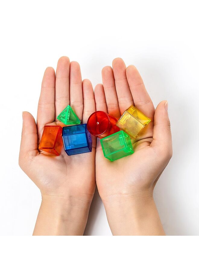 60pcs Teaching 3D Shapes - Geometric Solids, Light Table Teaching Aids, Light Table Translucent Toys, Early Learning Teaching Aids Three Dimensional Geometry Jar T - Image 4