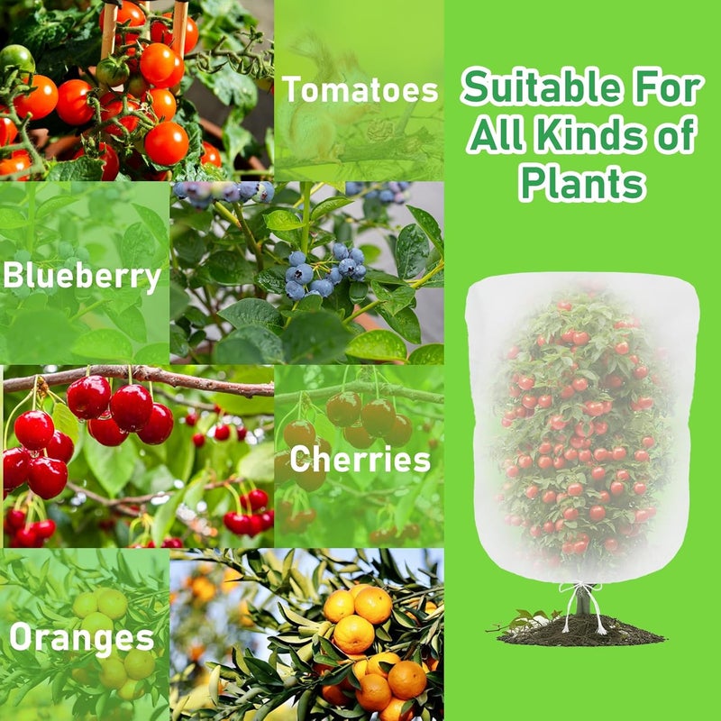 Evoio 4 Pcs Garden Plant Fruit Tree Bird Netting Protection Blueberry Bushes Netting Covers Bags with Drawstring, 4 x 4.6 ft Shrubs Bush Tomato Strawberry Berry Barrier Mesh Cover Net Protector - Image 3