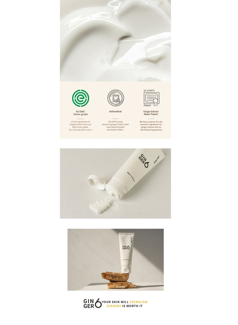 GINGER6 Anti-Aging and Hydrating Hand Moisturizer with Shea Butter, Hyaluronic Acid and Ginger Extract, Lightweight Non-Sticky Formula, Natural Ingredients - GINGER6 Hand Cream 60ml (2.03 fl.oz.) - Image 5