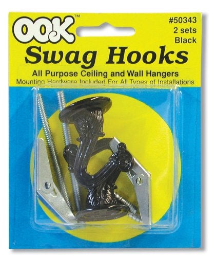 OOK 50343 Swag Hooks with Hardware, Black, 2-Count - Image 2