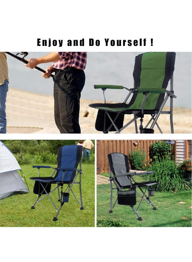 DBLEW Portable Camping Chair – High Back, Padded, Heavy Duty Folding Outdoor Chair, Oxford Fabric, Lightweight & Compact for Camp, Beach, Hiking-Green - Image 5