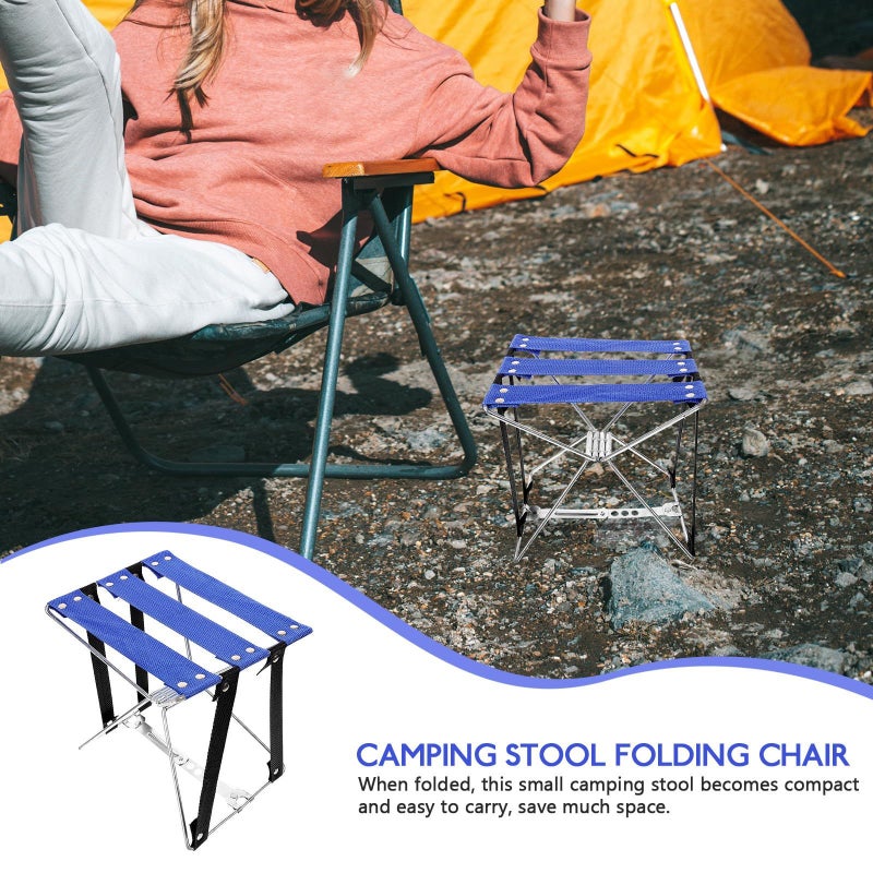 Blue Lightweight Portable Folding Stool with Carry Bag for Camping Fishing Hiking and Outdoor Seating - Image 5