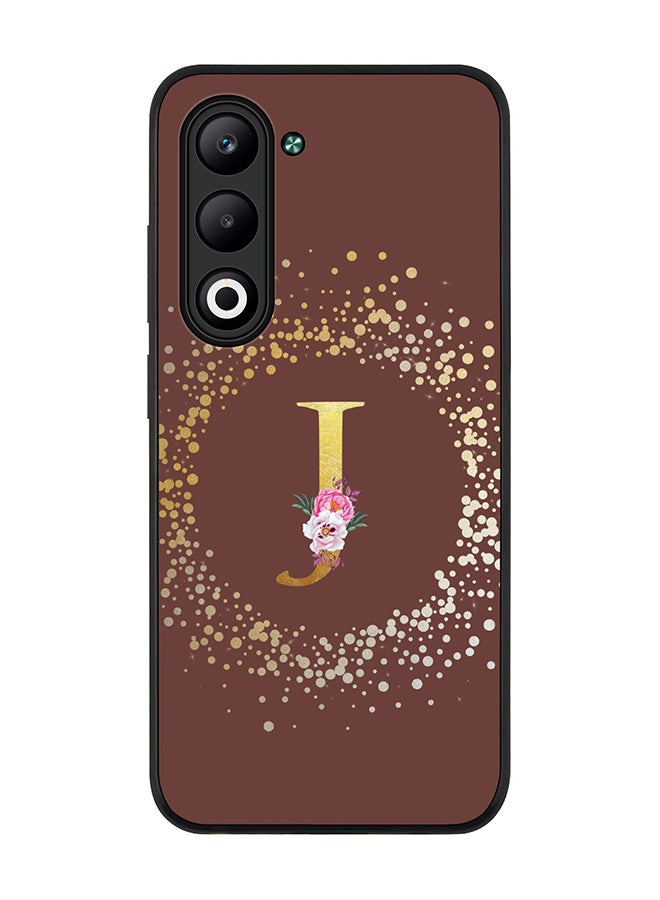 Stylizedd For Oppo A5 5G / A5 4G Case,Slim fit Camera Protection, Shockproof Thin Phone cover  - Custom Monogram Floral - J  (Brown )