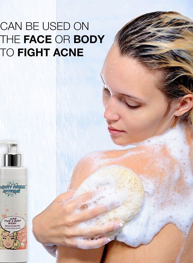 Benzoyl Peroxide 5% Acne Cleanser- Clinically Proven Wash to Fight Acne on Contact. Eliminates Cystic Breakouts, Oily Skin, Clogged Pores, Blackhead & Whitehead Pimples for Face & Body.