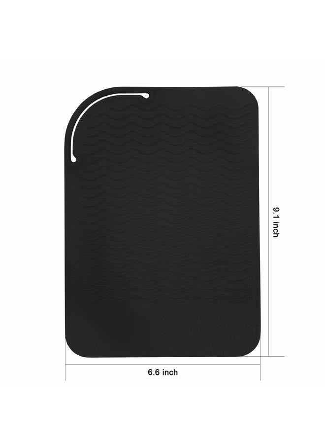 Sygile حصيرة سفر سيليكون مقاومة للحرارة 9" X 6"، وسادة مضادة للحرارة لمكواة الشعر، ومكواة التجعيد، والمكواة المسطحة وأدوات تصفيف الشعر الأخرى - سوداء - Image 3