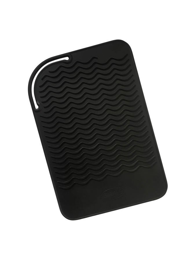 Sygile حصيرة سفر سيليكون مقاومة للحرارة 9" X 6"، وسادة مضادة للحرارة لمكواة الشعر، ومكواة التجعيد، والمكواة المسطحة وأدوات تصفيف الشعر الأخرى - سوداء - Image 2