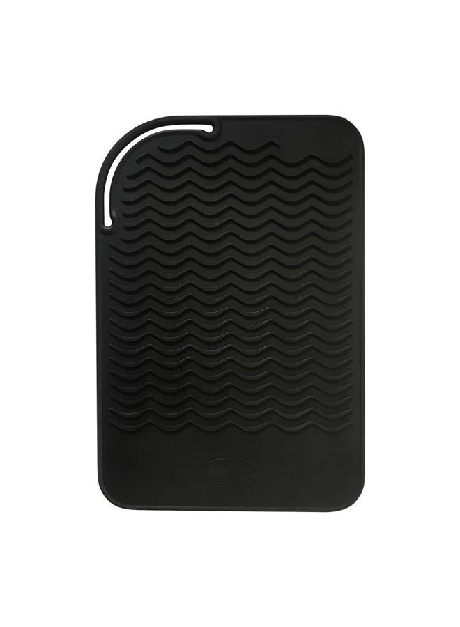 Sygile حصيرة سفر سيليكون مقاومة للحرارة 9" X 6"، وسادة مضادة للحرارة لمكواة الشعر، ومكواة التجعيد، والمكواة المسطحة وأدوات تصفيف الشعر الأخرى - سوداء - Image 1