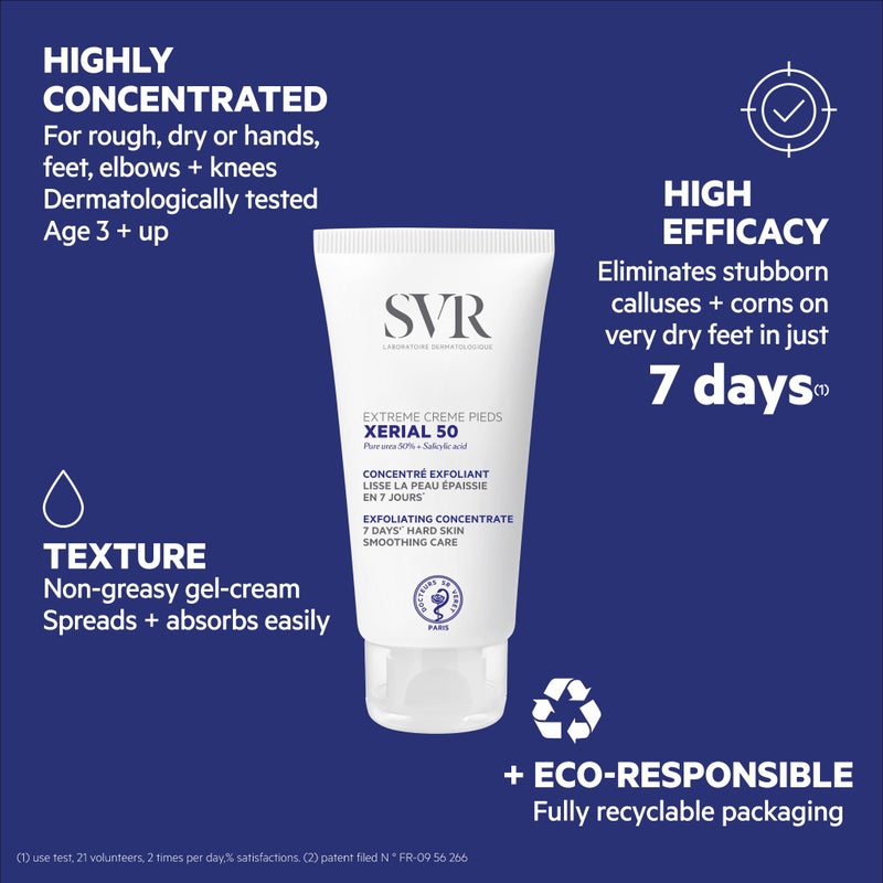 SVR Xerial 50 Extreme Foot Gel With Salicylic Acid & 50% Pure Urea For Severely Dry, Cracked, Rough, Stubborn Hard Skin Prone To Corns And Calluses. Relief For Extremely Dry Feet 1.7 Fl.oz. - Image 4