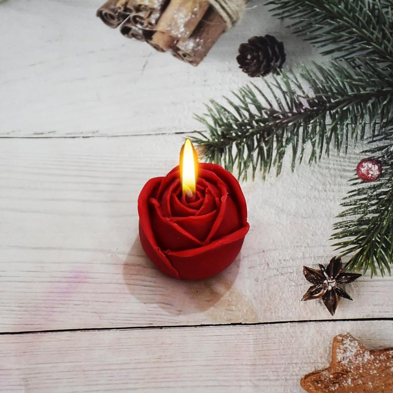 Saugat Traders Aroma Soy Wax Rose Bud Candles for Valentine Day Anniversary New Year Home Decor Candle Night Dinner Set of 5 Red Rose Fragrance Candles for Gifting - Image 3