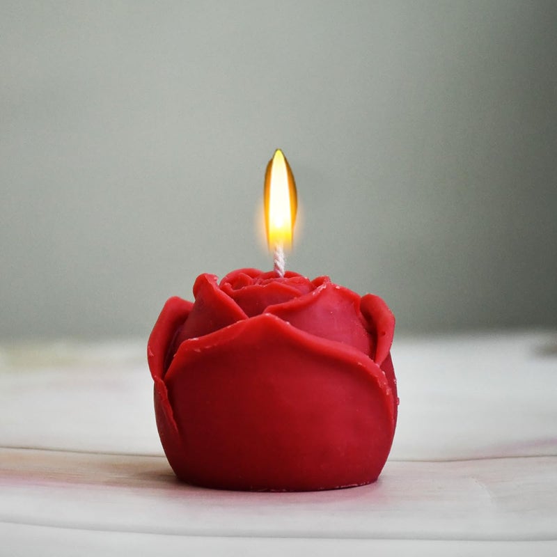 Saugat Traders Aroma Soy Wax Rose Bud Candles for Valentine Day Anniversary New Year Home Decor Candle Night Dinner Set of 5 Red Rose Fragrance Candles for Gifting - Image 5