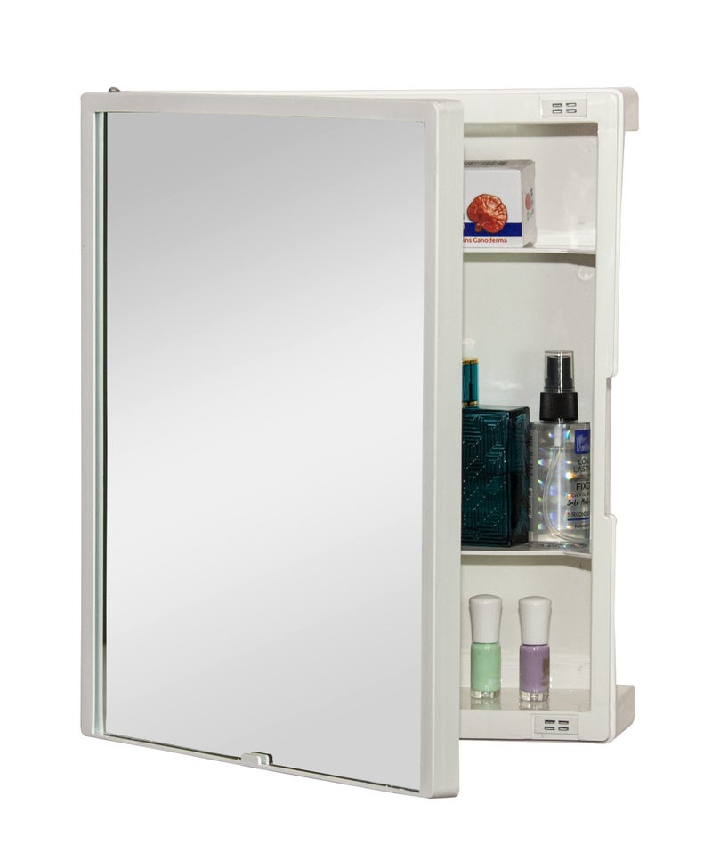 CIPLA PLAST Plastic New Rich Look Bathroom Organizer Cabinet | Mirror With Shelf | 4 Shelves Storage Organizer | Wall Mounted Cabinet | (White) (Brc-931) - Image 1