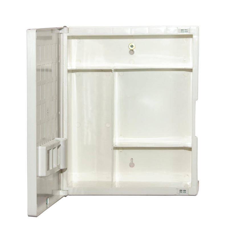 CIPLA PLAST Plastic New Rich Look Bathroom Organizer Cabinet | Mirror With Shelf | 4 Shelves Storage Organizer | Wall Mounted Cabinet | (White) (Brc-931) - Image 3