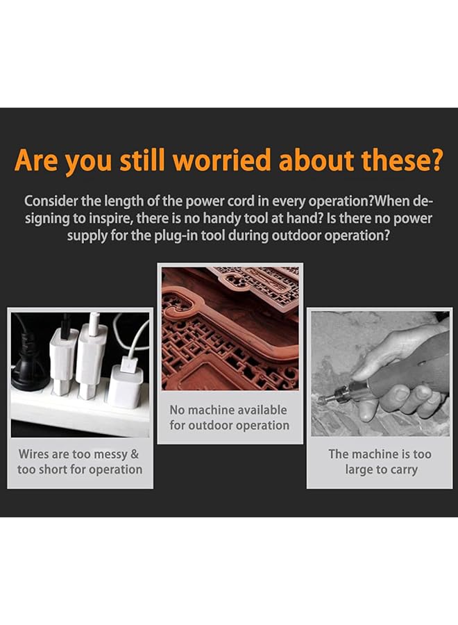 إيروريكس أداة دوارة لاسلكية صغيرة كهربائية متعددة الأدوات 4.2 فولت ليثيوم أيون آلة نقش لاسلكية مع 3 إعدادات سرعة متغيرة نقش يدوي يدوي تلميع ثقب قطع إزالة الصدأ - Image 3