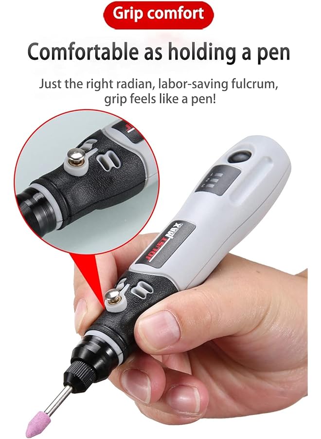 إيروريكس أداة دوارة لاسلكية صغيرة كهربائية متعددة الأدوات 4.2 فولت ليثيوم أيون آلة نقش لاسلكية مع 3 إعدادات سرعة متغيرة نقش يدوي يدوي تلميع ثقب قطع إزالة الصدأ - Image 4