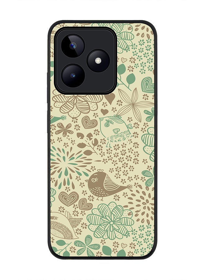 Stylizedd Rugged Black edge case for Realme C53, Slim fit Soft Case Flexible Rubber Edges Anti Drop TPU Gel Thin Cover- Cozy Garden - Image 1