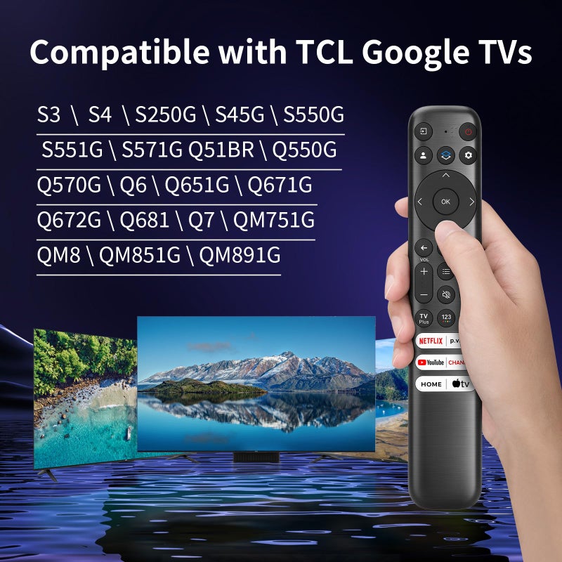 YOSUN (Pack of 2) Replacement-for-TCL-Google-TV-Remote-Control,Universal Remote for TCL Smart UHD HDR LED Mini QLED 4K Google TVs(Not for Fire or Roku TVs) - Image 2