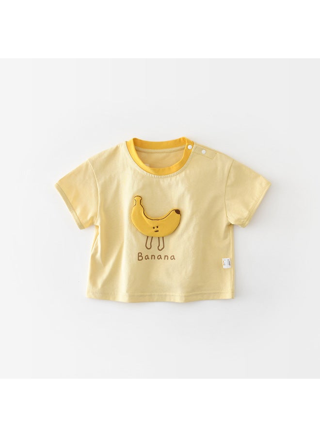 Baby Short Sleeve T-shirt Summer Baby Cartoon Banana Top Children's Round Neck Base Layer Outfit Thin 62325