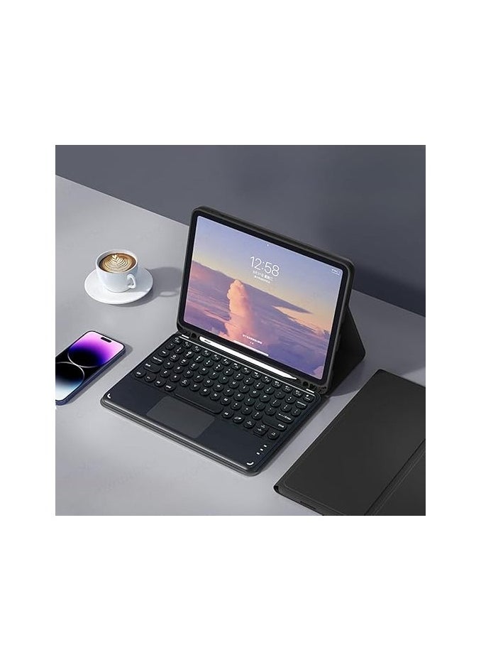لوحة مفاتيح عربية وإنجليزية متوافقة مع غطاء جهاز Lenovo Tab M9 بحجم 9 إنش، إصدار 2023، غطاء لوحة مفاتيح دائري لمسي لاسلكي قابل للإزالة مع مغناطيس.
