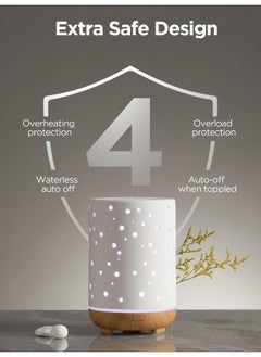 InnoGear Essential Oil Diffuser 150Ml Ceramic Diffuser Ultrasonic Air Diffusers Humidifier Cool Mist Aromatherapy Diffuser With 2 Mist Modes Waterless Auto Off For Home Office White  - Image 5