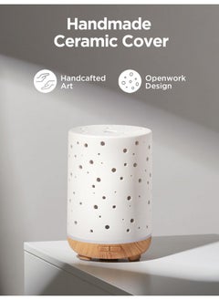InnoGear Essential Oil Diffuser 150Ml Ceramic Diffuser Ultrasonic Air Diffusers Humidifier Cool Mist Aromatherapy Diffuser With 2 Mist Modes Waterless Auto Off For Home Office White  - Image 2