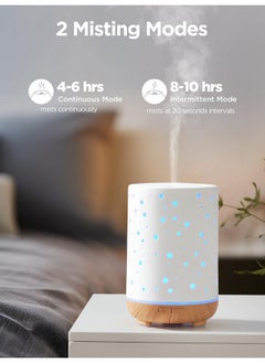 InnoGear Essential Oil Diffuser 150Ml Ceramic Diffuser Ultrasonic Air Diffusers Humidifier Cool Mist Aromatherapy Diffuser With 2 Mist Modes Waterless Auto Off For Home Office White  - Image 4