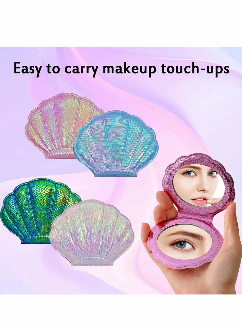 Y&D - Shell Compact Mirror for Purses with 2 x 1x Magnification, Folding Mini Pocket Double Sided Travel Makeup Mirror, Perfect Purse, - Image 1