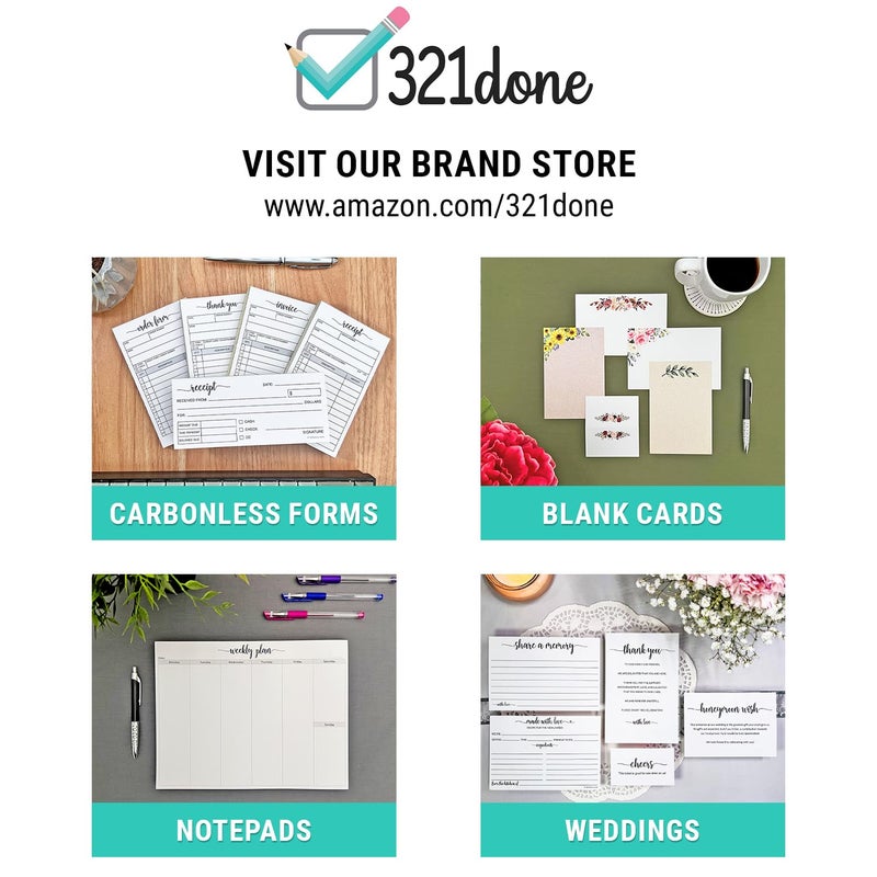 321Done Newlyweds Recipe Cards, Made in the USA - 4x6 White, Cute, Modern Made with Love Heart Calligraphy Design - Double-Sided - For Weddings, Bridal Shower, Bridal Recipe Book - Set of 50 - Image 4