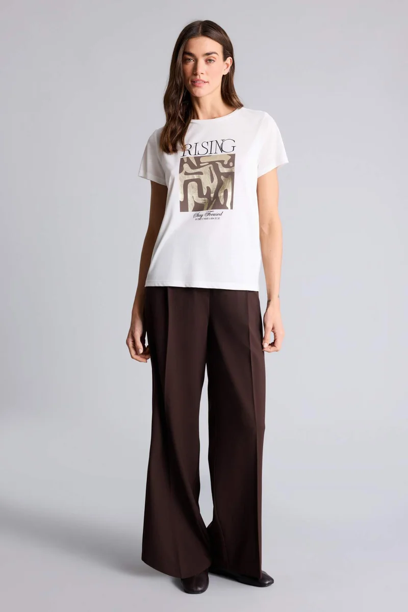 ديفاكتو Regular Fit Crew Neck Printed Short Sleeve T-Shirt