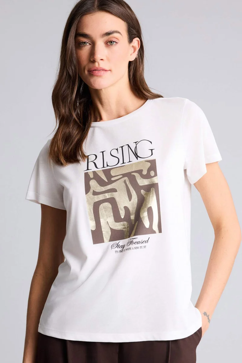 ديفاكتو Regular Fit Crew Neck Printed Short Sleeve T-Shirt