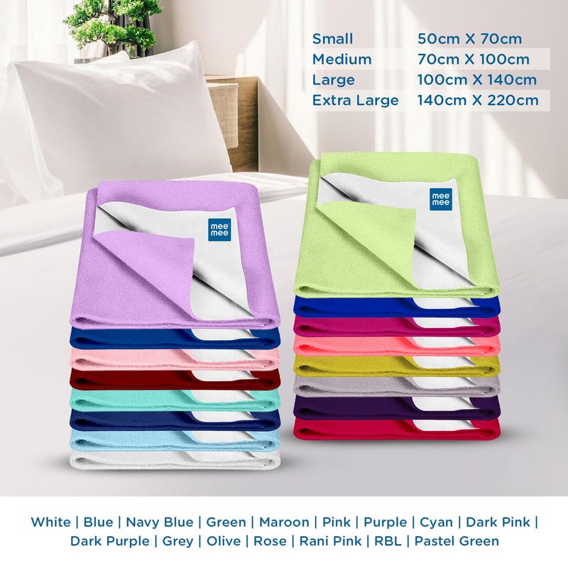 mee mee Mee Mee Reusable Water Proof Cotton Bed Protector SheetExtra Absorbent MatDry SheetsUrine SheetDry Mat Pack of 2 70CmX100Cm Medium Royal Blue  - Image 5