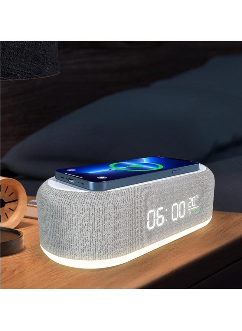 Generic - Desktop clock alarm clock wireless charging night light desk lamp thermometer mobile phone three-in-one wireless charger - Image 1