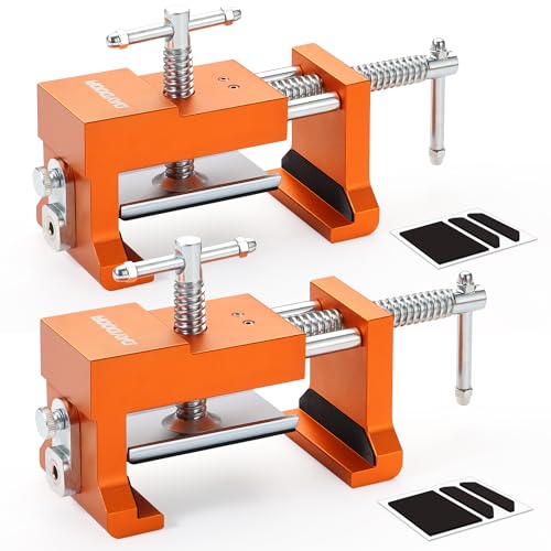 DAYDOOR Professional Cabinet Clamps 2 Pack, Heavy-Duty Cast Steel, Integrated Drill Guide & EVA Protection, Face Frame Alignment Tool for Cabinet Installation & Woodworking, Orange - Image 1