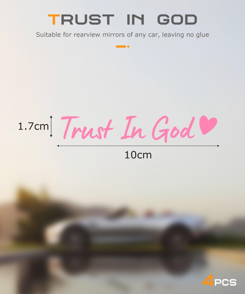 SCUARI 4PCS Car Stickers,Cars Decals,Car Accessories Trust in God Rearview Mirror Sticker,Auto Stickers and Decals,Auto Decals for Women,Trust in God Mirror Decals,Suitable for Motorcycle (Pink) - Image 2